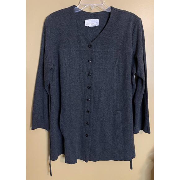 Motherhood Maternity Gray Long Sleeve Button Front Top Size Large - Picture 1 of 5
